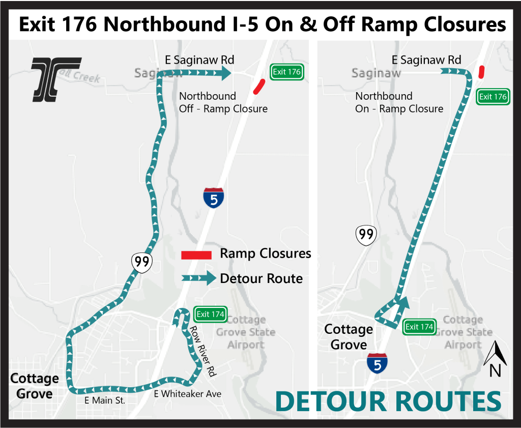 Oregon I-5 Exit 176 Northbound Detour Map | I-5 Exit Guide